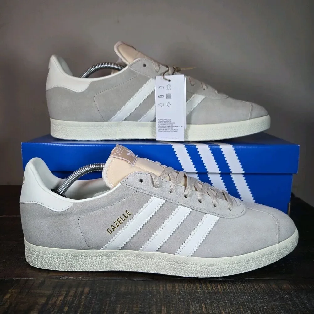 NEW Adidas Gazelle Mens Size 13 Low Top Shoes Sneakers Gray White IG5796